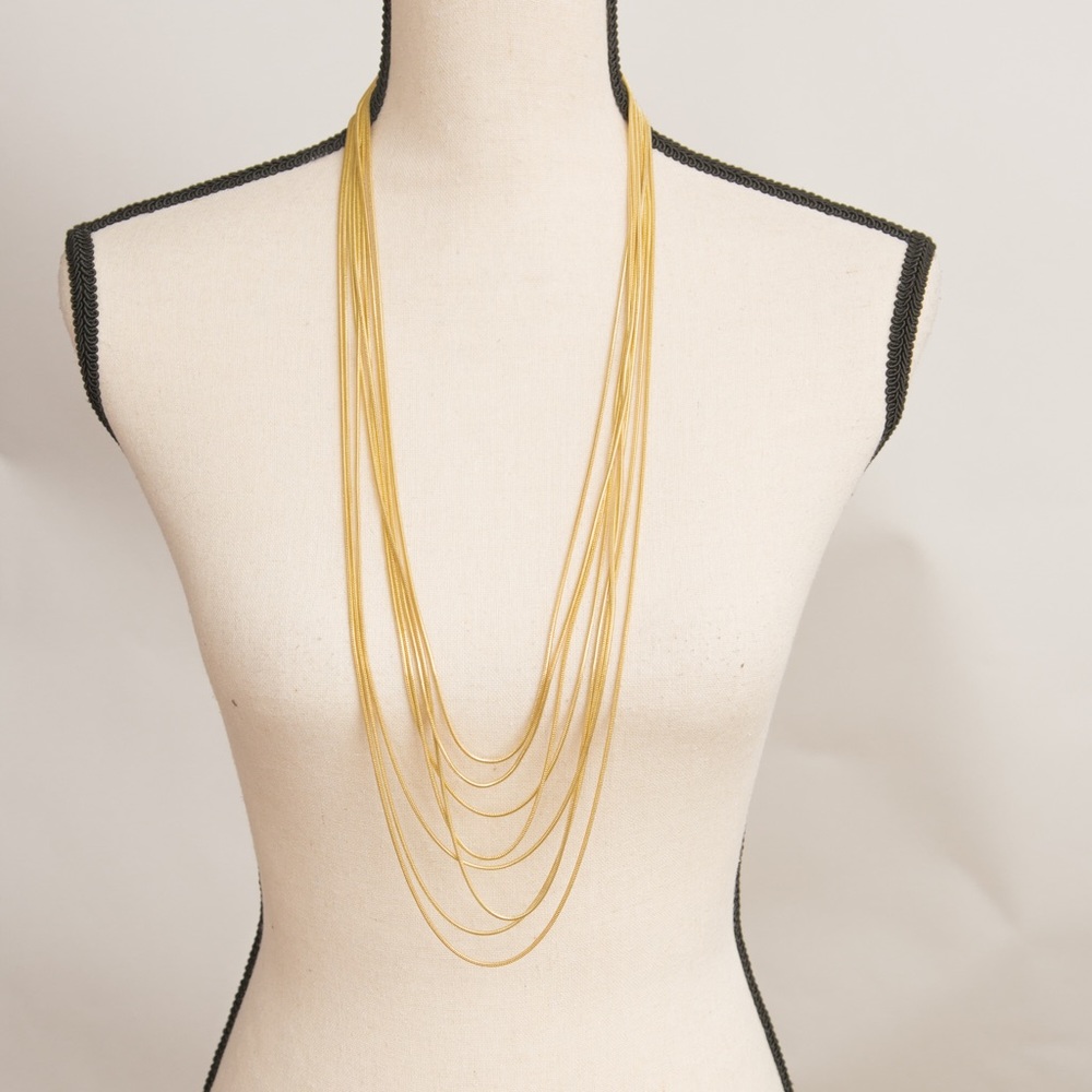 Multi strand Snake Chain Necklace 30” gold over bronze Bronzo Italia